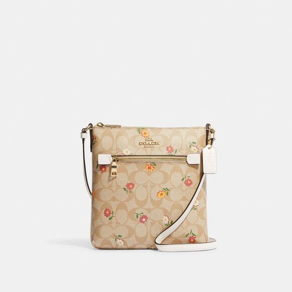 COACH Handbags - Mini Rowan File Bag In Signature Canvas With Nostalgic Ditsy Print